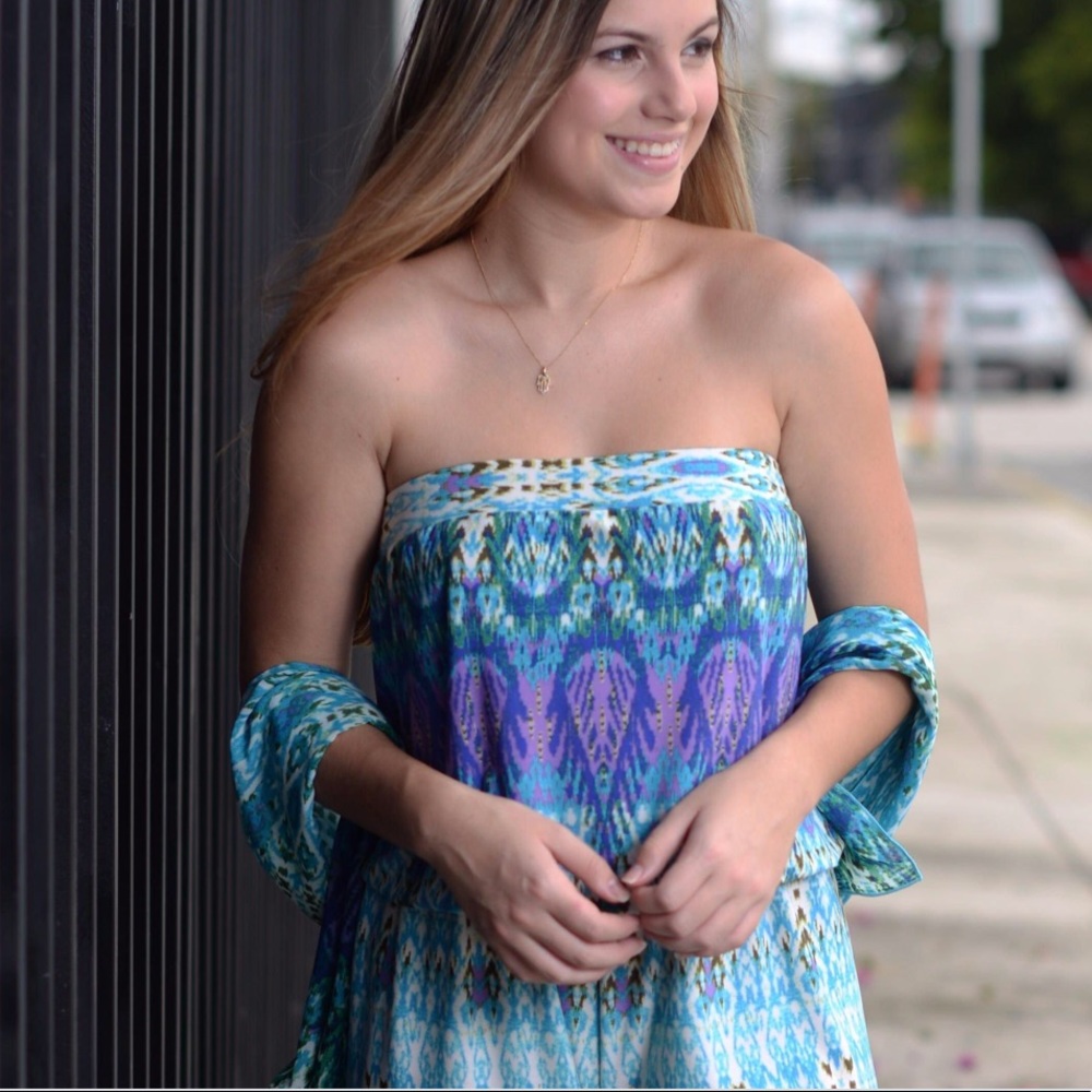 Strapless wild leg jumpsuit